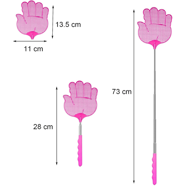 Auton 2 kappaletta kärpäslätkä, manuaalinen tuholaistorjunta, teleskooppinen kärpäslätkä kestävä ja tukeva teleskooppikahva tuholaisille, vaaleanpunainen + sininen