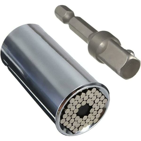 Universell pipe, (7mm-19mm) Universelt skralle-reparasjonsverktøy med 3/8 sekskantet forlengelsesnøkkeladapter 3/8 multifunksjonell hånd-hånd adapter drill