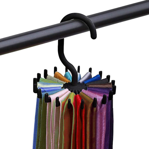 6 stk roterende kleshengere for skjerf slipsstativ roterende kleshengere slipsstativ for slips sklisikker klesstativ 20 plast kroker holder hvit svart