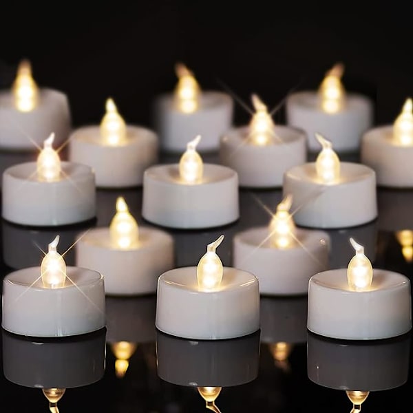 24-pakning flammefri LED-lys, varmt hvitt, batteridrevet, lang levetid, bryllup, høytid, fest, hjemmedekor