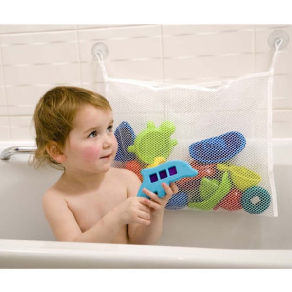 Baby Bath Toy Bag (34*45 White), One Pocket for Bath Toys, Large Storage Bathroom Storage Mesh with Strong Suction Cup