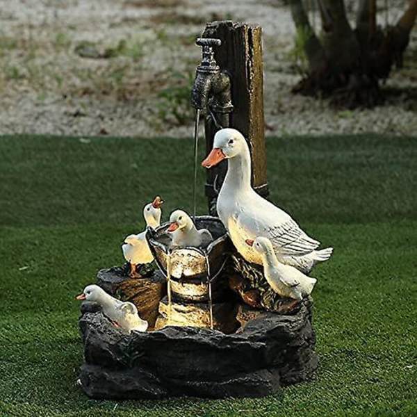 Hagedyrstatue Solfontene Led Lys Hagekunst Deko Utendørs Hageskulptur (B)