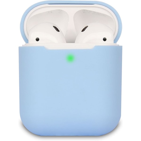 2-pack Airpods-fodral (gult + blått), AirPods 2-fodral, AirPods-fodral i silikon, synliga LED-indikatorer, stöd för trådlös laddning