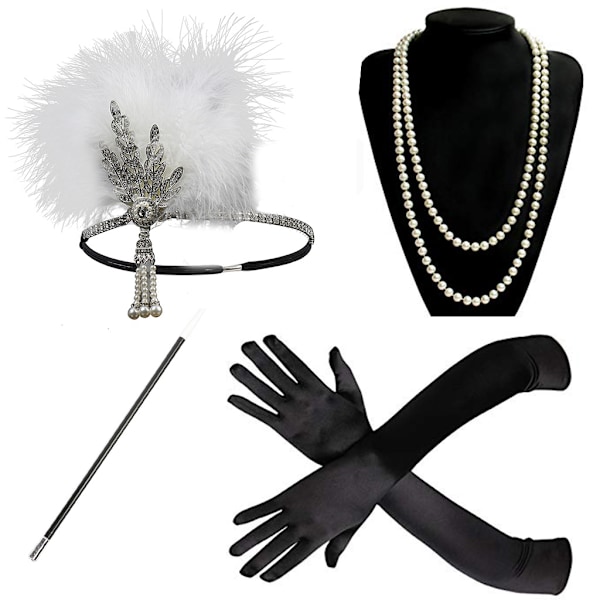 Tillbehör Kostymset Hårband Flapper Halsband Handskar