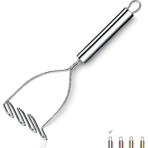 Kartoffelmoser, (9 tommer) Heavy Duty Rustfrit Stål Metal Kartoffelmoser Med Spejlpolering, Kartoffelmoser Redskab, Håndholdt Kartoffelmoser, Puree
