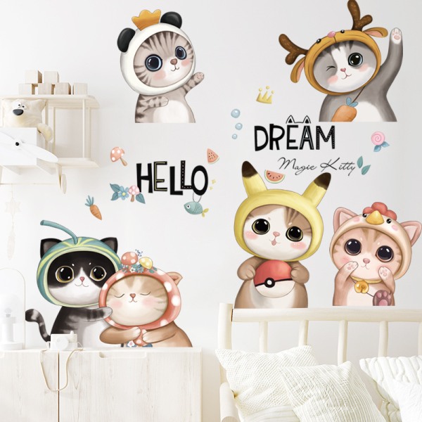 1 ST Kids Wall Stickers, Cats Kittens Wall Stickers, Wall Decor fo