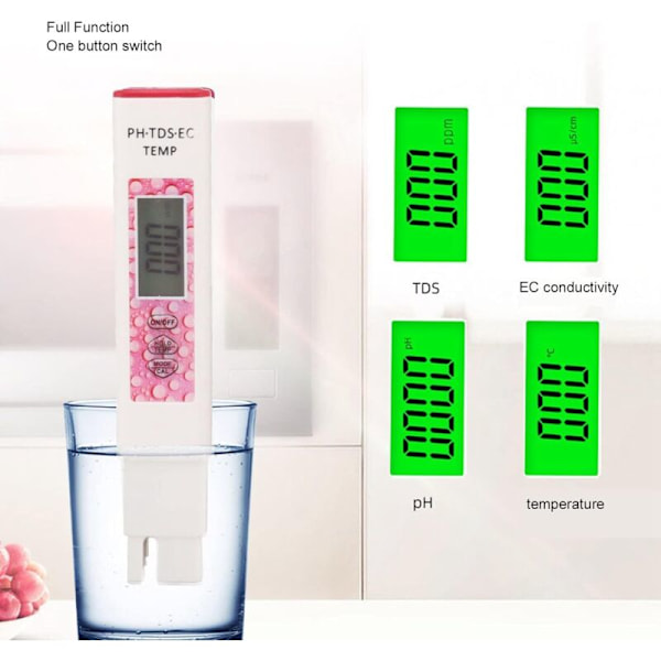 Digital vandtester, vandkvalitetstest pen tds eC temperaturmåler sensibel til pool til drikkevand (pink)