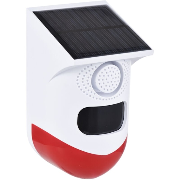 Solar bevægelsesdetektor alarm Udendørs alarm 120 dB Sirene Sirète Stroboskoplys LED Sikkerhed Sikkerhedsalarm Justerbar detektion IP65 Bevægelsesdetektor