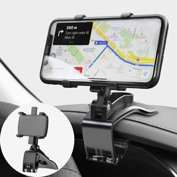 Bilholder til bil, 360 graders rotasjon, dashbord mobiltelefonholdere for bil GPS og 4-7 tommers smarttelefoner
