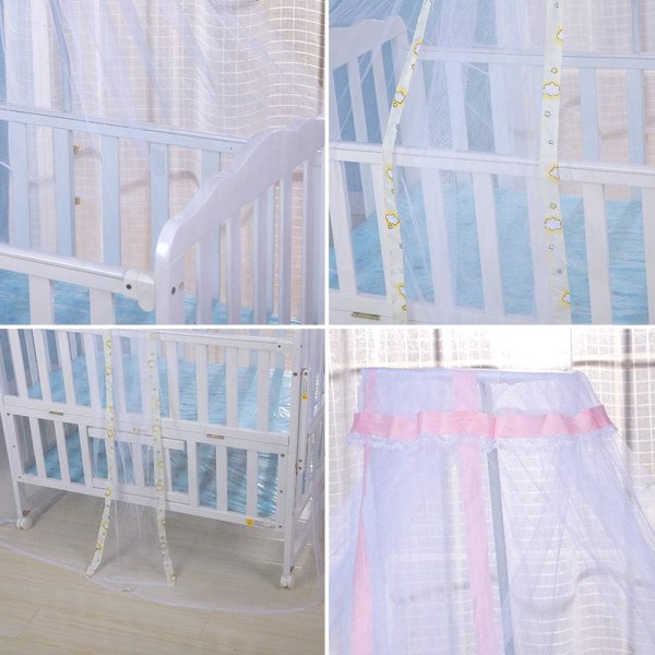 Baby Myggnetting, Krybbehimmel Myggnetting Myggkodet Garn Net Babyhimmel Insektbeskyttelse Baby Seng Net Himmel Draperi Netting Dekke (Rosa)