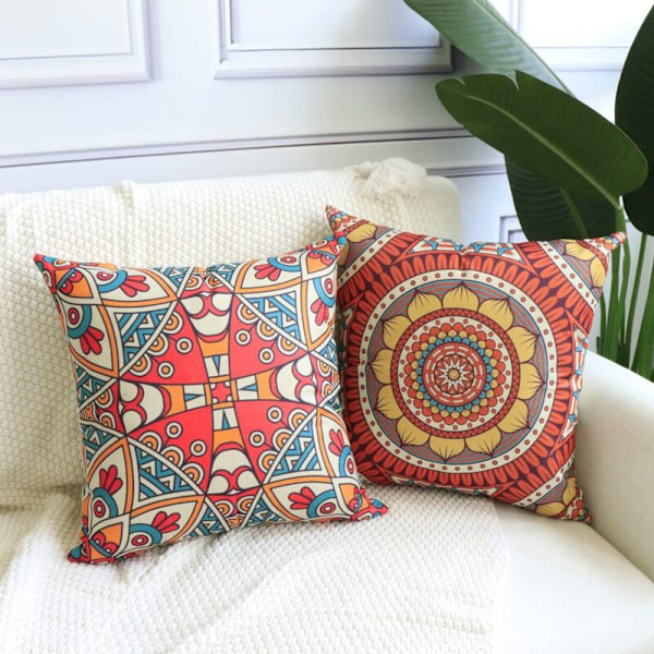 6 Mandala örngott moderna mandala örngott, bohemiska öronörngott hippie kudde för soffa säng stol, 45 x 45 cm, endast fodral