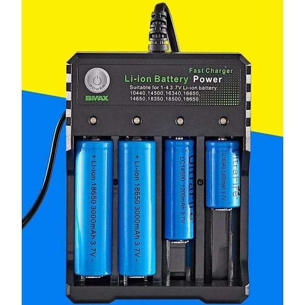 Universell Smart Batteriladdare för 18650 18500 18350 17670 17500 16340 14500 10440 20700 21700 22650 26650 3.7V Li-Ion NI-MH - AAA AA Batteri. Laddning