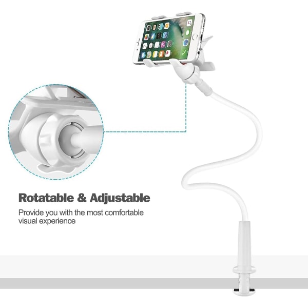 Telefonhållare säng, telefonhållare med flexibel svanhals lång arm 360° rotation justerbar för iPhone 13/ 13Pro,12/12 Pro Max, 11 Pro XS Max X 8 7 Sam