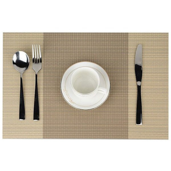 Pöytätabletit Pöytätabletit Pöytätabletit Liukumattomat Pestävät PVC Pöytätabletit 30 x 45 cm, Lämmönkestävät Jäykät Tahroja Hylkivät 6 kpl:n setti (Beige)
