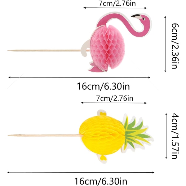 100 st 3D Flamingo Cocktailpinnar Tårtdekoration Bambu Fruktspett Pappers Cocktailpinnar för Tårtdekoration Koppar Cocktails Frukt Bröllop D