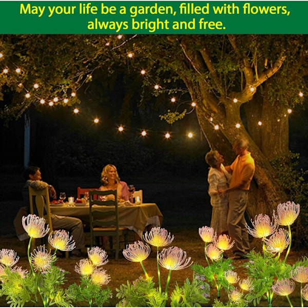 2 stycken blommor solcell utomhus, IP65 vattentät LED-lampa, trädgårdsdekoration utomhus, solcellslampa för balkong, terrass, stig, gräsmatta