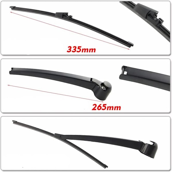 Svart Bakre Torkararm med Blad, Bakre Vindrutetorkararm Blad Kompatibla för Golf 5 Mk4 Mk5 2003-2008