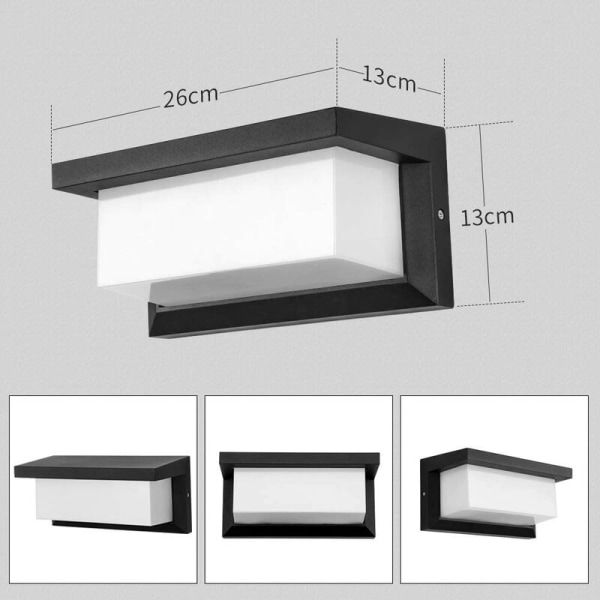 Modern utomhusvägglampa LED 12W Vattentät IP65 Aluminium Antracit Belysning Dekorationsljus för Gård Trädgård Terrass Nära Vägg Stig P
