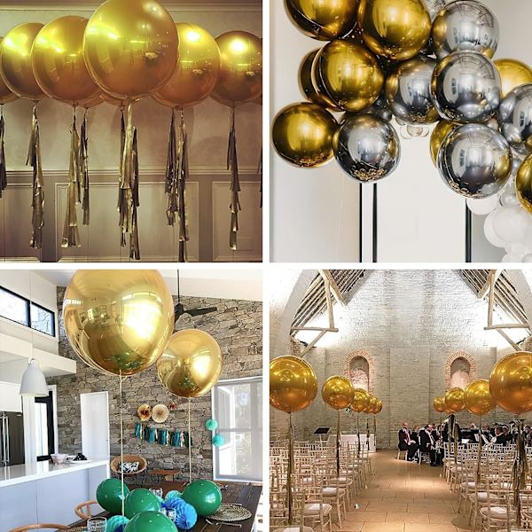 Guldballonger, 6 st Guldballonger, Jätte 22 tum 4D Folieballonger, Stora Mylarballonger, Guldballonger för Födelsedag, Förlovning, Bröllop