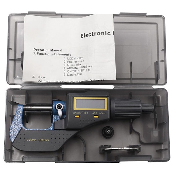0-25mm /0-1 \"Digital mikrometer-0.001mm /0.00005‘ ’Hög portabel precision LCD mikrometer elektronisk Inkrementell och absolut läge i tum & metrisk,
