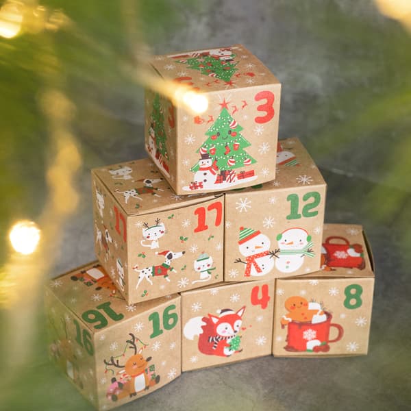Julekalender Candy Box Nedtelling Kraftpapir Gaveeske Festgave Emballasje Papirboks