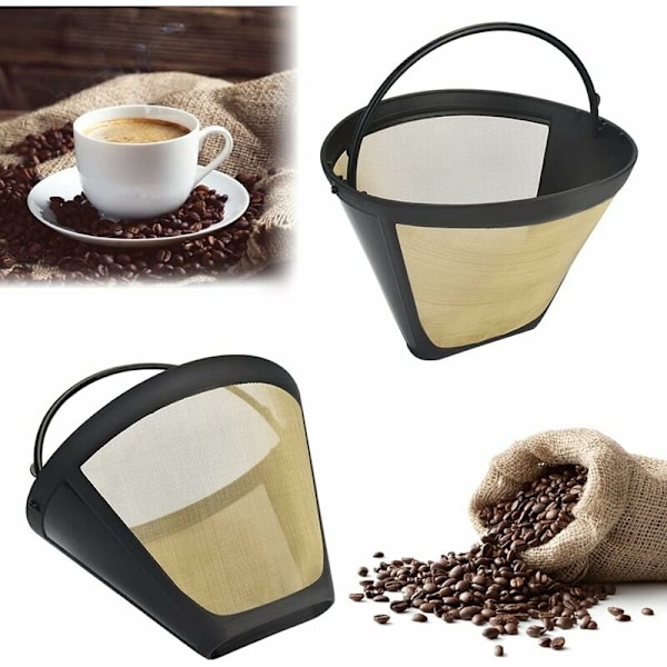 2 stycken kaffefilter Storlek 4 permanent kaffefilter kaffe rostfritt stål filter i spis i ett tvättbart filter i tvättbar filter permanent plast