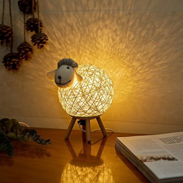 Lampaan muotoinen LED-vuodelamppu Lasten makuuhuone Olohuone Syntymäpäivälahjat Lämpimiä lahjoja tytöille Lapsille (lammasmuotoinen)
