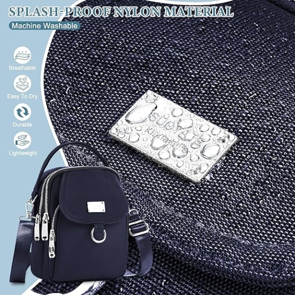 Crossbody mobiltelefonveske for kvinner, vanntett liten mobiltelefon skuldertaske i nylon, damepung lommebok reise mini crossbody håndveske (rosa)