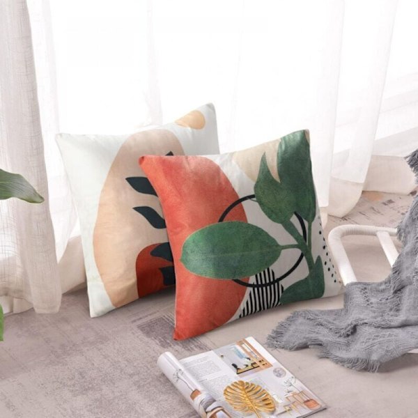 Parti med 4 45 x 45 cm dekorativa örngott kuddöverdrag för sammetssoffa klassiskt kuddöverdrag för hus vardagsrum blad löv