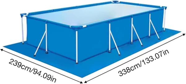 Bunddække til rektangulær swimmingpool - Poolmåtte til havemøbler, swimmingpool, trampolin - Sammenfoldelig og vandtæt - 338 x 239