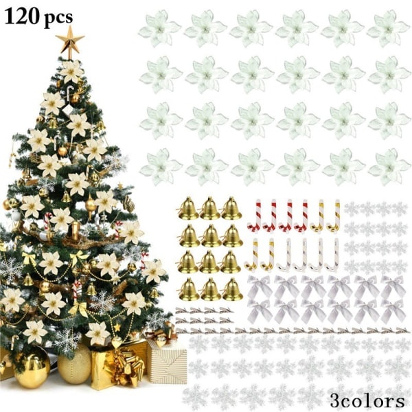 Joulukuusen koristeet Kimaltelevat Tekokukat Ripustettavat Lumihiutaleet Xmas Pallo Ohrasokeri Tähti Joulukuusen Koriste Dekorat