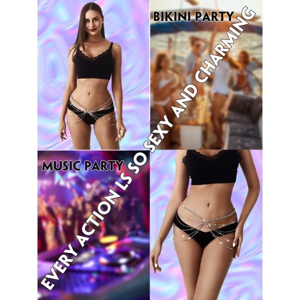 Rhinestone Body Chains Smycken För Kvinnor Och Flickor Sexig Mage Midja Kedja Bikini Strand Tillbehör Lämplig för en Mångfald av Karneval Scener