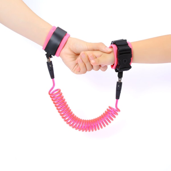 2,5M anti-tapt håndleddsstropp (rosa), 360° rotasjon sikkerhetselastisk ståltau, egnet for babyer og småbarn, sikkerhetsbånd håndleddsstropp/håndstropp, Su