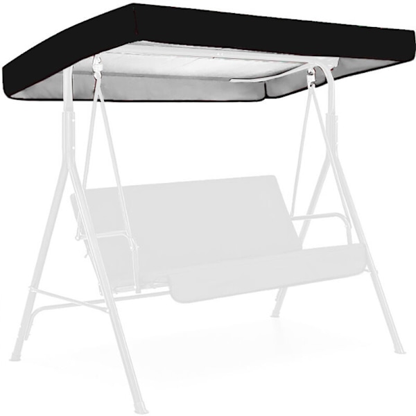 Ekstra markise for utendørs huske 2/3 seter, vanntett, for veranda, huske, hagehengekøye, øvre deksel for sitteplasser, kun markise (svart, 191 x 12