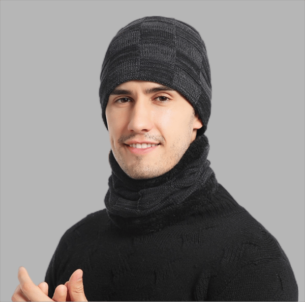 Herr Vinter Varma Hals Stickad Mössa Hals Skydd Plysch Mössa Vinter Kall Kostym Tjock Hals