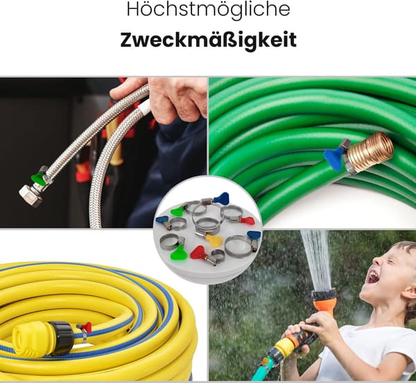 10 Pakke Rustfritt Stål Vingmutter Slangeklemmer - Slangeklemme med 9mm Bånd (25-40mm Blå Vingmutter)