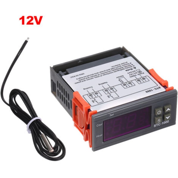 12V - 12V Digitaalinen lämpötilan säädin STC-1000 -jääkaappi- ja lämmitystermostaatti