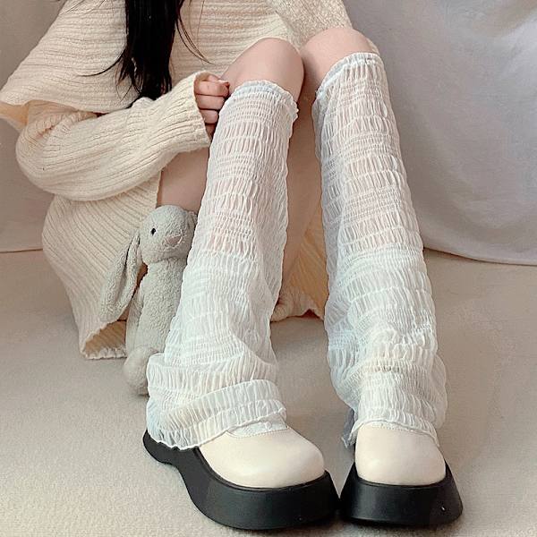 Kvinnors ihåliga stickade benvärmare långa strumpor Harajuku japanska leggings gotiska Lolita-accessoarer