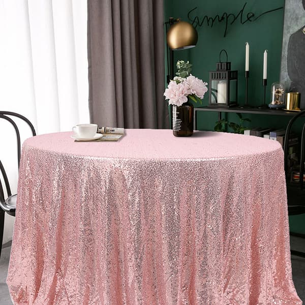 120cm Rund Paljett Bordsduk Bröllopsfest Bordsdekoration (Roséguld)
