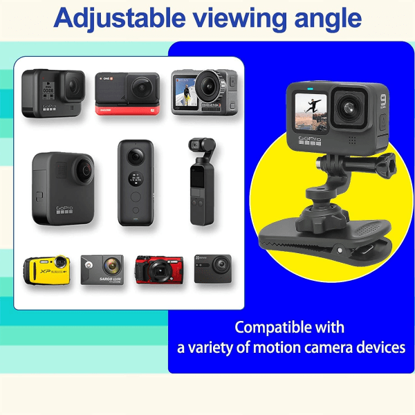 Hurtig Klip Rygsækrem, 360 Graders Rotation, Kompatibel med Insta360 One X2, GoPro Hero, DJI Osmo Action 2 og de fleste Actionkameraer