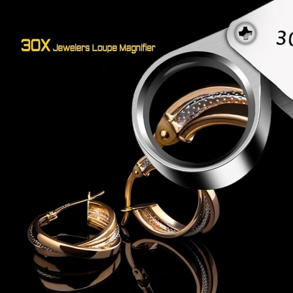 1 stk. juveler lup - lup 30 x 21 mm Antik linse smykke - Lommelup 30x - Sammenfoldelig glas lup