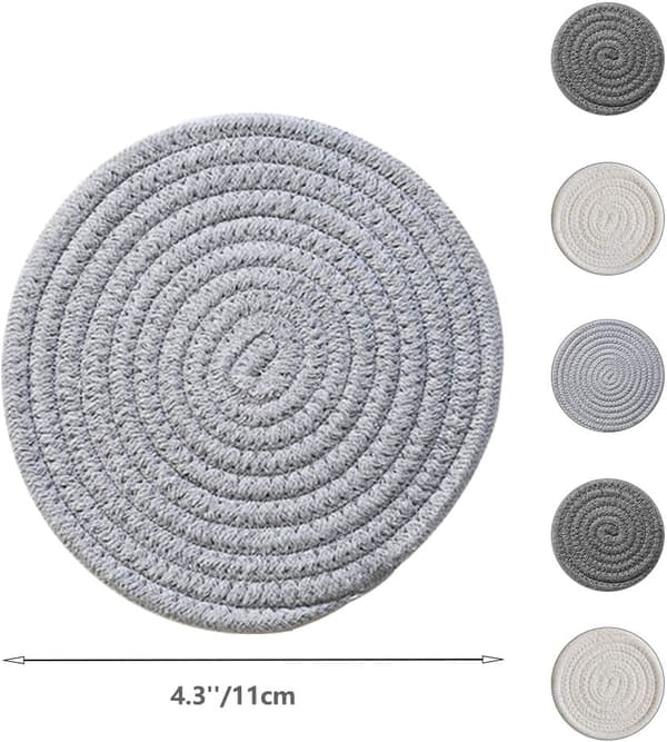 2* Vit + 2* Mörkgrå + 2* Ljusgrå - Runda Underlägg Set, Bord Underlägg, För Drycker, Tekoppar, Ölglas, Underlägg Set, 11cm (6 Stycken)