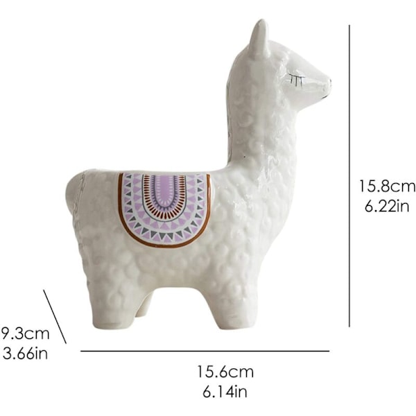 Keramiska blomkrukor för suckulenta djur - 1 förpackning med 15,2 cm söta alpacka/lama och getost oemaljerade krukor för skrivbordsblommor med dränering