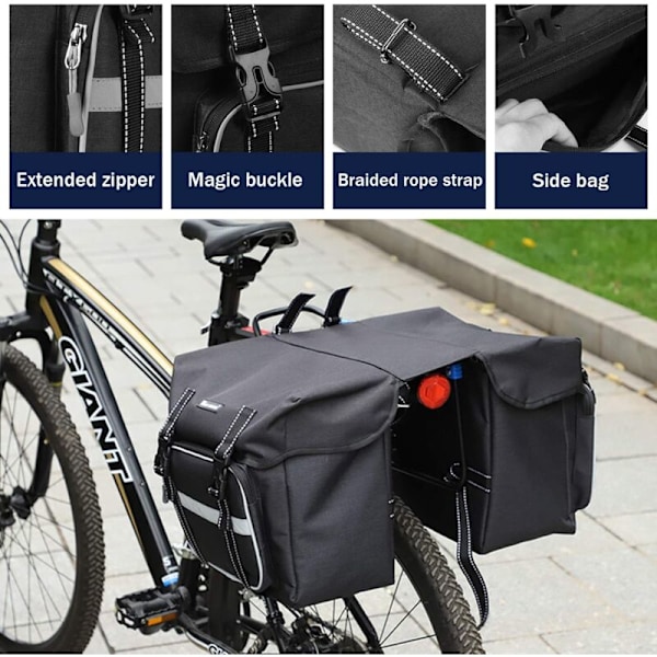 Cykelväska bagage dubbel bakre hjulväska 25L Stor kapacitet mångsidig väska med regnskydd för cykel/motorcykel