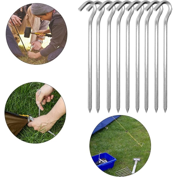 Plugger, Plugger 20 stk. Teltplugger Jordplugger Haken for Telt Camping Hagearbeid Galvanisert Stål Sardi