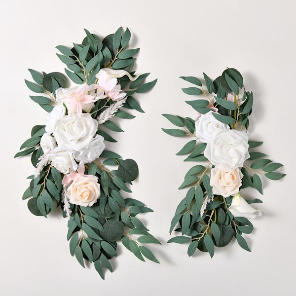 2-pack konstgjorda piongirlander för bröllopsbågar, eukalyptusblommor, bröllopsdekorationer, blomsterbågar, bröllopsdekorationer för ceremoni