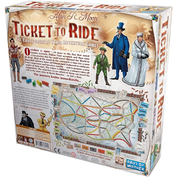 Ticket to Ride brætspil Strategispil til børn og voksne, fra 8 år, 2-5 spillere, spilletid 30-60 minutter