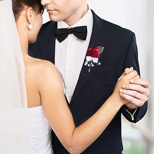 8 stk bryllupsdekorasjon jente brudepike knapphullsblomst ball corsage bryllupsdekorasjon gave (vinrød)