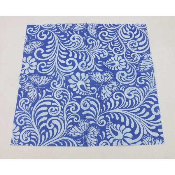 Set med 40 färgglada pappersservetter - blå och vit porslinsservett