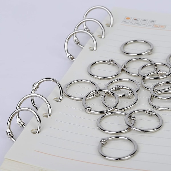 Ydre diameter 25mm bogringe metalring binder nøglering til studiekort fotoalbum scrapbog ark 100 stk.